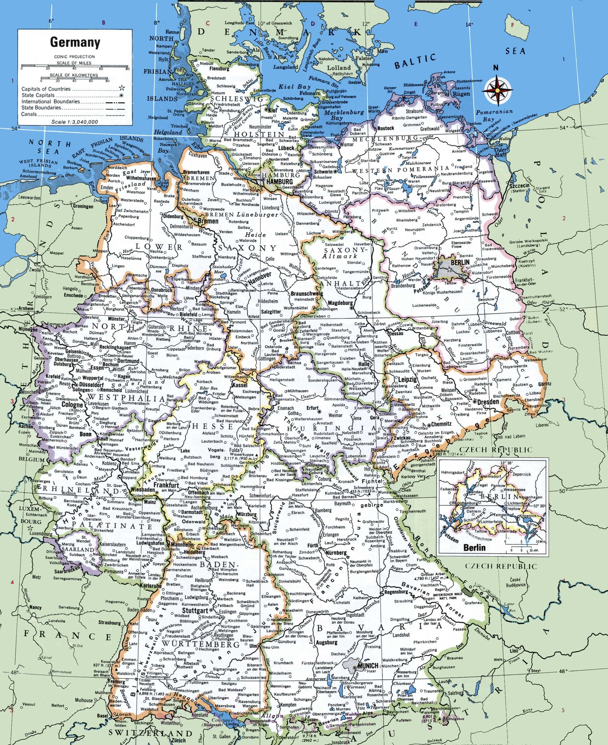 Deutschland Stadtplan Gro st dte Und Hauptstadt Von Deutschland