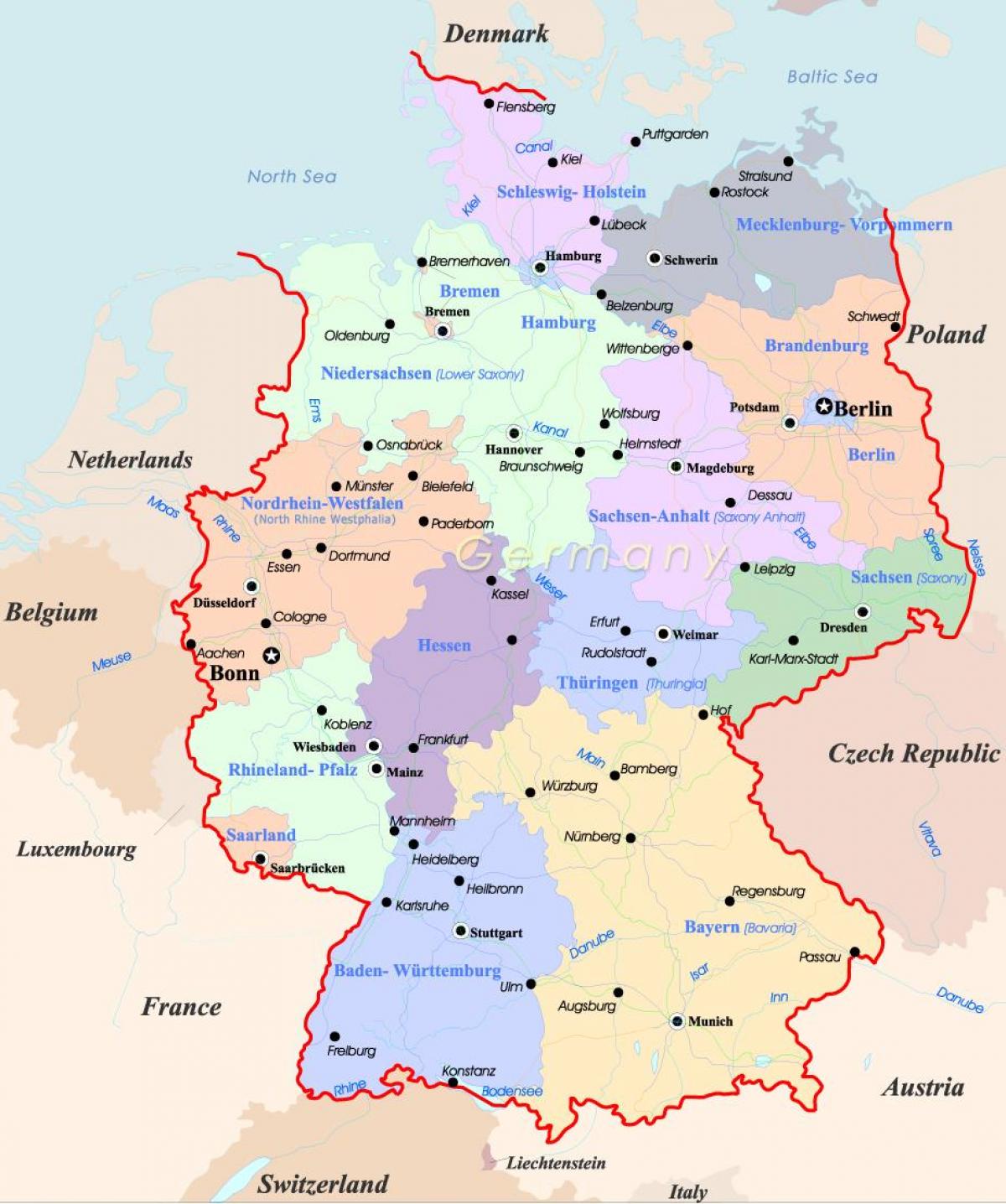 Deutschland auf einer Karte