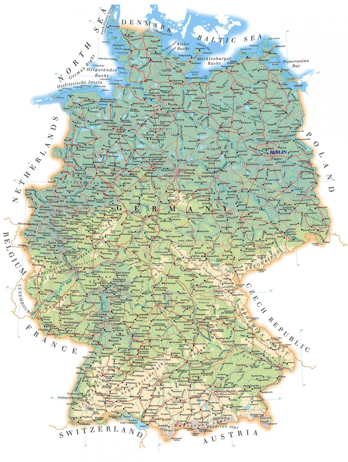 Deutschland Höhenkarte