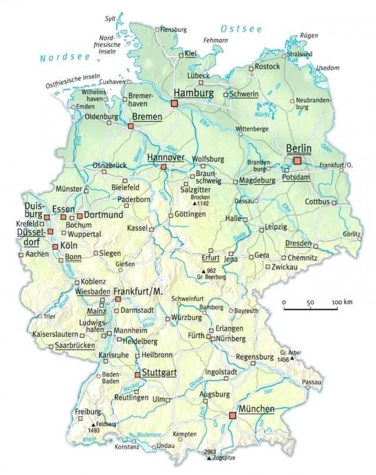 Flüsse in Deutschland Karte