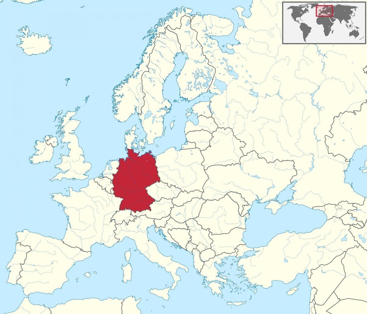 Deutschland Standort auf der Europa-Karte