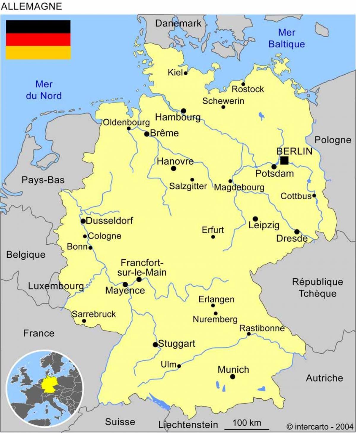 Karte des Landes Deutschland