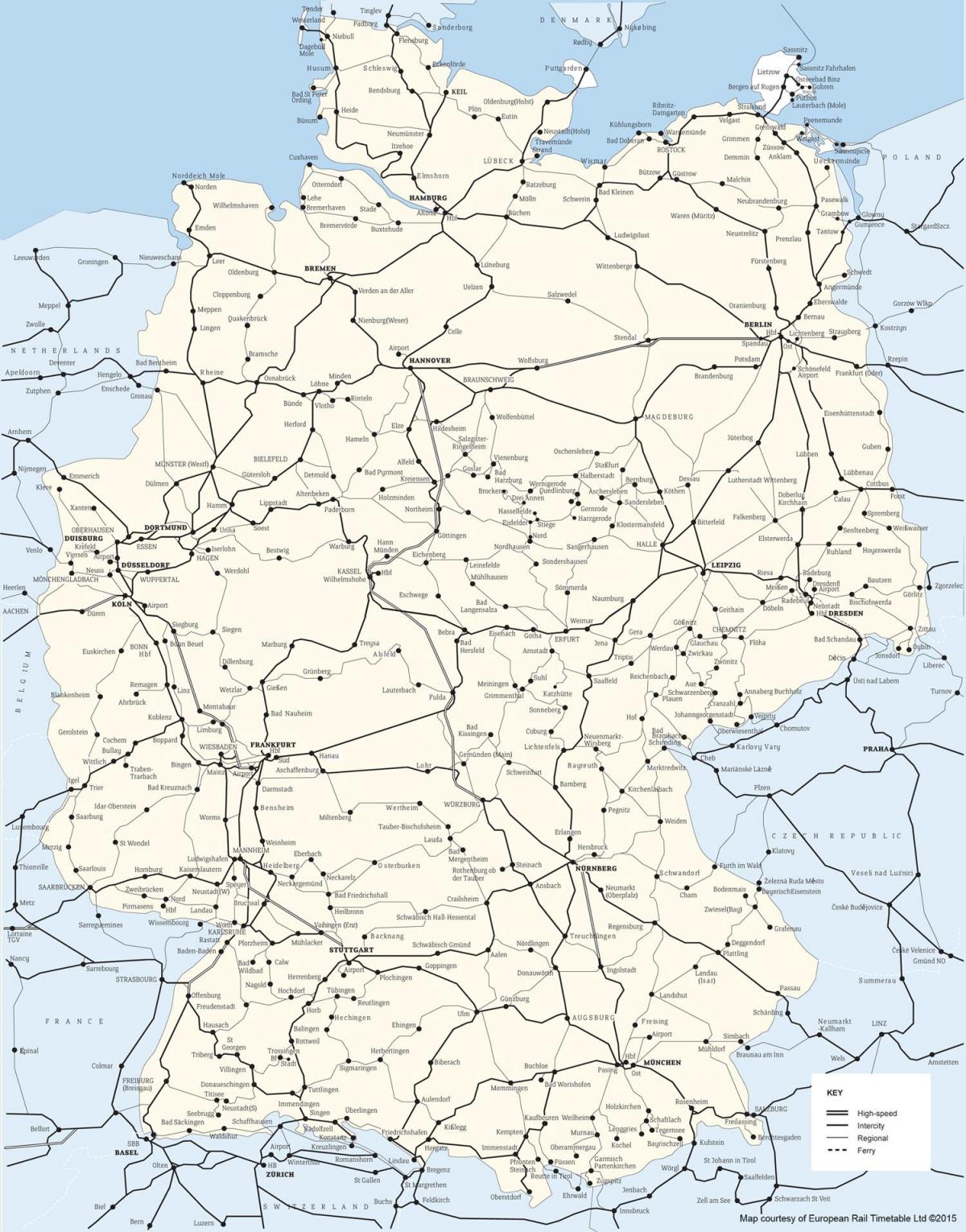Deutschland Bahnlinienkarte